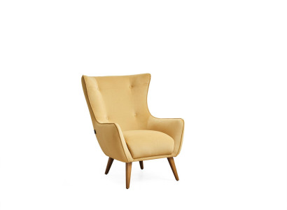 Sillón orejero sillón de cóctel tela sala de estar poliéster amarillo asiento